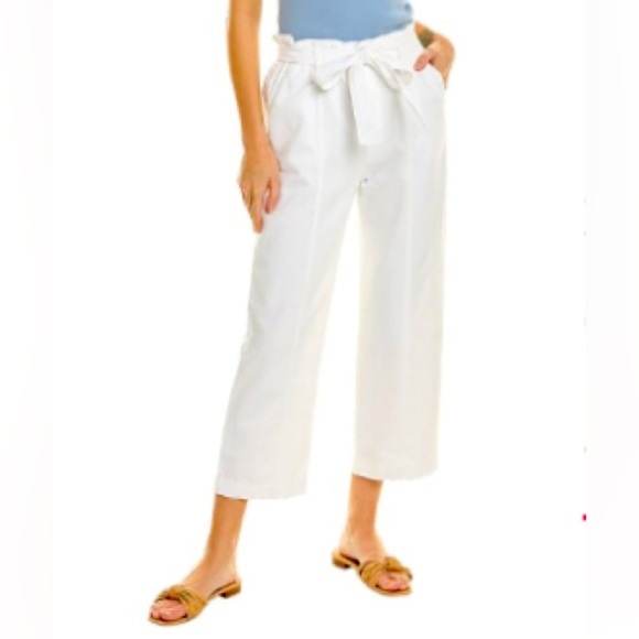 BELLA DAHL NWT Sz M Paige Paperbag Waist Crop Pants, in White - Picture 1 of 6